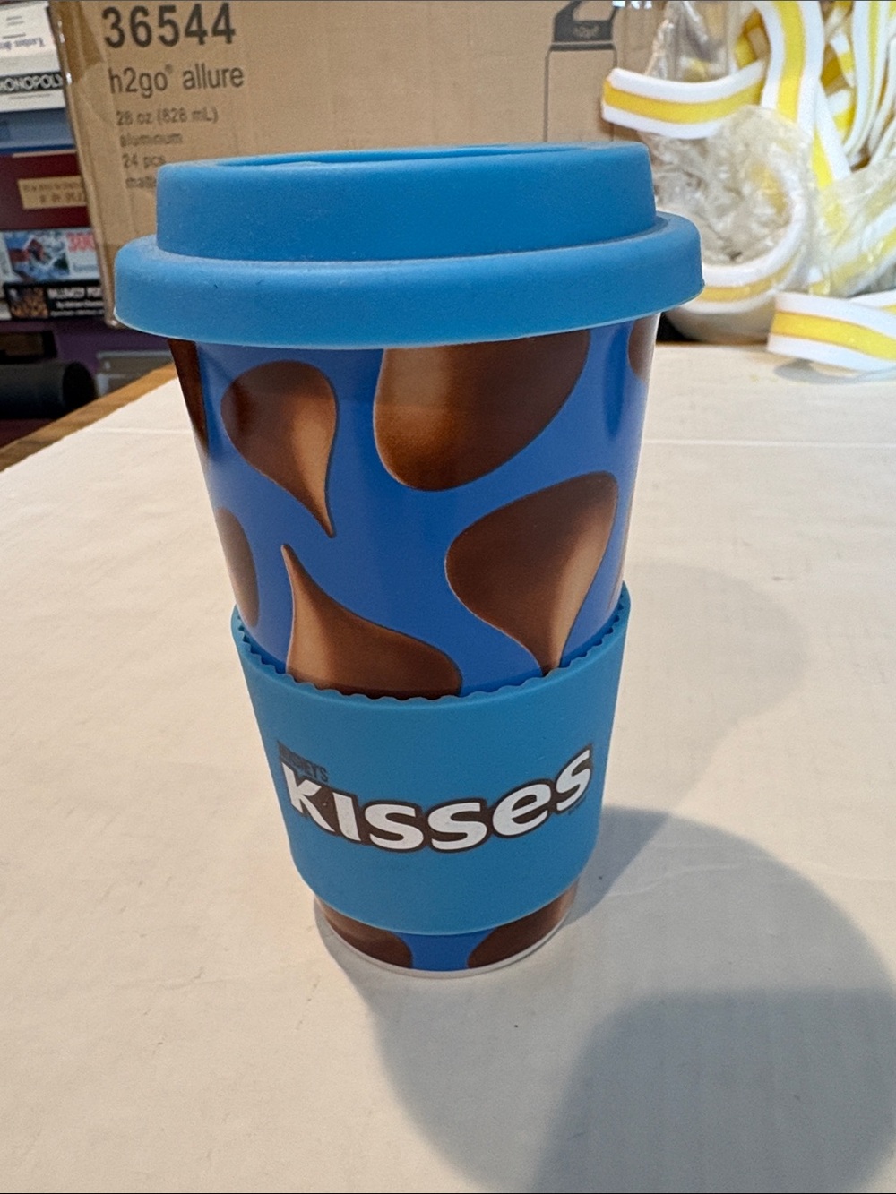 Hershey Kiss Blue & Brown Kids Travel Cup with Silicone Grip